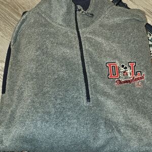 Disney Gray Zip-Up Men's Sweater with Embroidered Logo